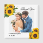 Country Sunflower Photo Wedding Favour Gift Magnet<br><div class="desc">Country Sunflower Photo Wedding Favour Gift magnet features rustic background , sunflower clip art , text & wedding couple photo template. A perfect sunflower wedding favour gift for your guests. Please click on the personalise button to customise it with your text or photo.Kindly visit my store " loveyouart" for other...</div>