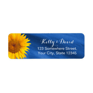 Country Sunflower Royal Blue Wedding Return Address Label