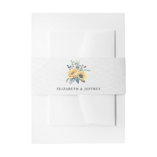 Country Sunflower Rustic Elegant Wedding  Invitation Belly Band