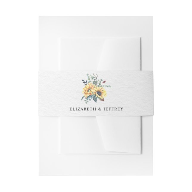 Country Sunflower Rustic Elegant Wedding  Invitation Belly Band (Front Example)