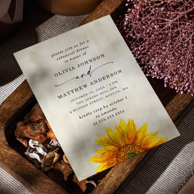 Country sunflower. Rustic floral rehearsal dinner Invitation (Creator Uploaded)