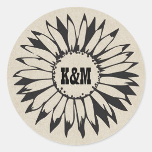 Country Sunflower Rustic Wedding Classic Round Sticker