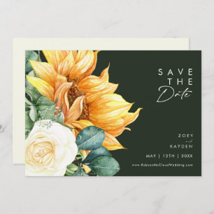 Country Sunflower Script   Dark Green Horizontal Save The Date