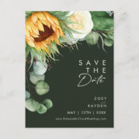Country Sunflower Script | Green Save The Date