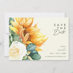 Country Sunflower Script Light Yellow Horizontal Save The Date