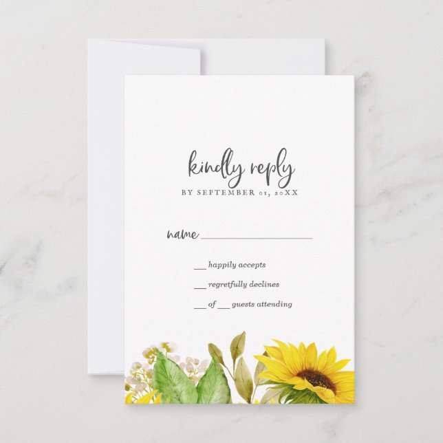 Country Sunflower Simple RSVP Card (Front)