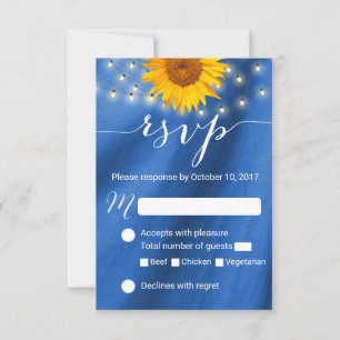 Country Sunflower & String Lights Wedding RSVP Card