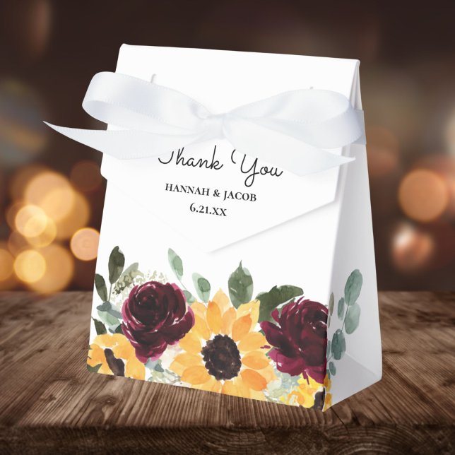 Country Sunflower Thank You Wedding Favour Box (Creator Uploaded)