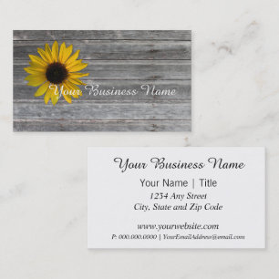 Country Sunflower Weathered Wooden Wall Business Card