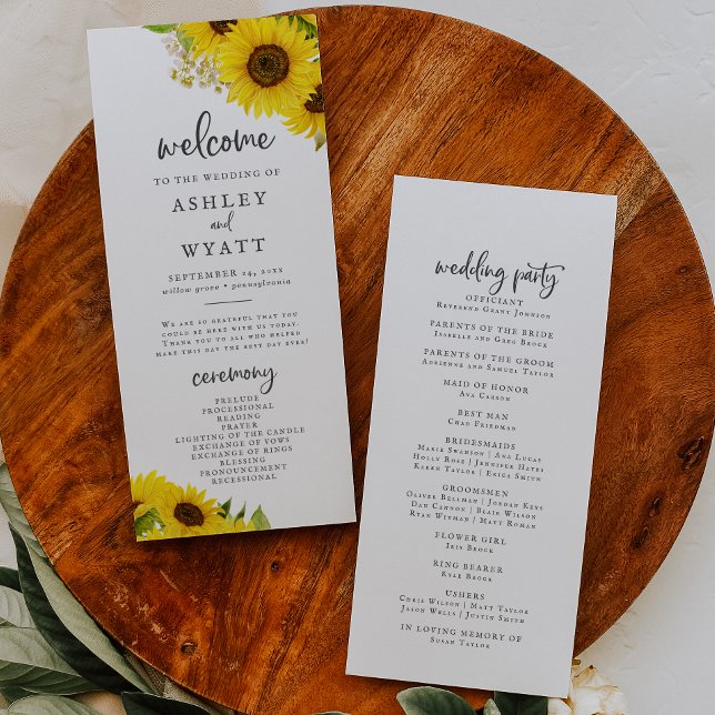 Country Sunflower Wedding Program (Creator Uploaded)