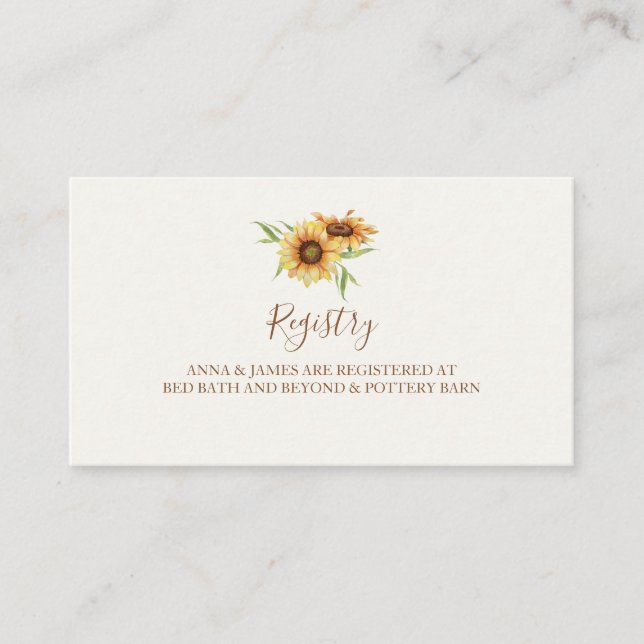 Country Sunflower Wedding Registry Card (Front)