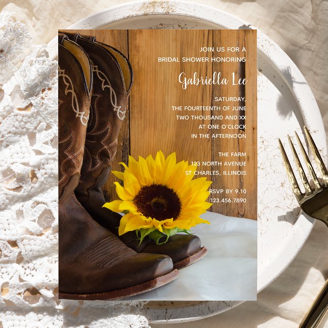 Country Sunflower Western Bridal Shower Invitation (Creator Uploaded)