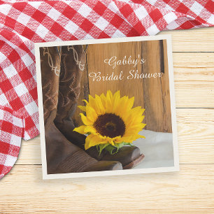 Country Sunflower Western Bridal Shower Napkin