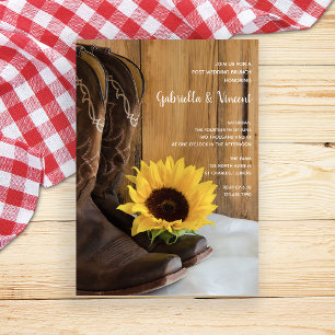 Country Sunflower Western Post Wedding Brunch Invitation