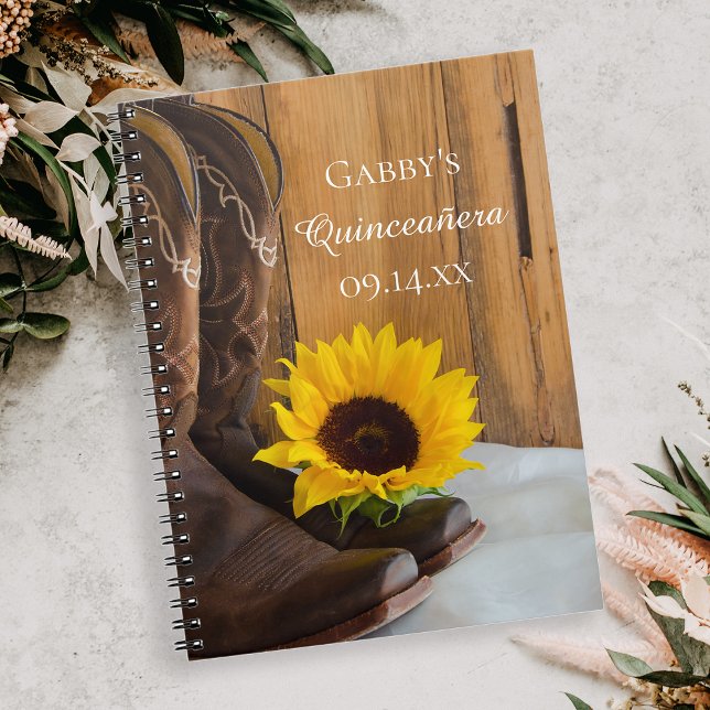 Country Sunflower Western Quinceañera Guest Book (Creator Uploaded)