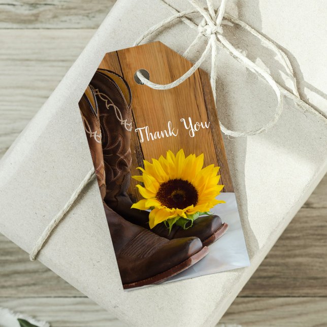 Country Sunflower Western Wedding Favour Tag (Creator Uploaded)