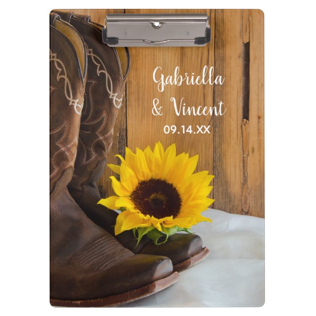 Country Sunflower Western Wedding Planning Clipboard (Front)