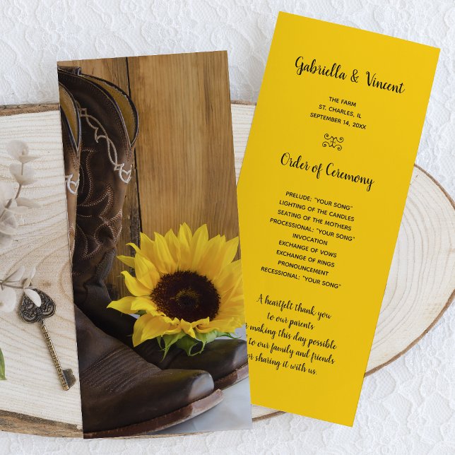 Country Sunflower Western Wedding Program (Creator Uploaded)