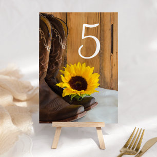 Country Sunflower Western Wedding Table Numbers