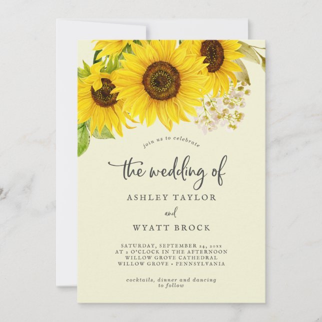 Country Sunflower | Yellow The Wedding Of Invitation (Front)