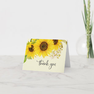 Country Sunflower   Yellow Wedding Thank You Card