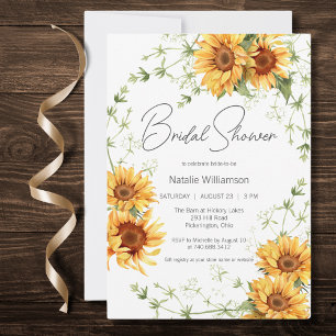 Country Sunflowers and Greenery Bridal Shower Invitation