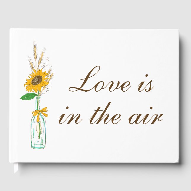 Country Sunflowers Boho Yellow Floral Wedding Guest Book (Front)