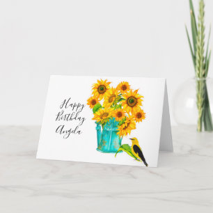Country Sunflowers Bouquet Birthday   Card