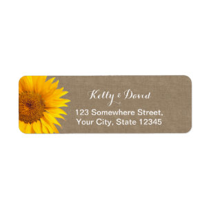 Country Sunflowers Burlap Wedding Return Address Label