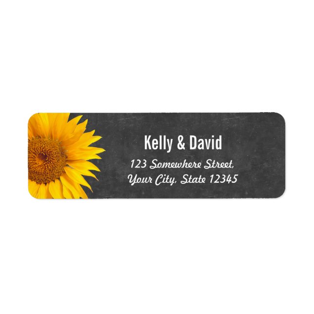 Country Sunflowers Chalkboard Return Address Label (Front)