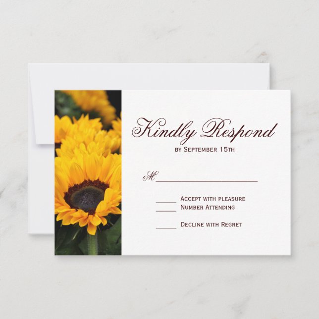 Country Sunflowers Floral Wedding RSVP Cards (Front)