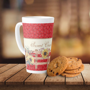 Country Sunflowers on Bandanna Print Custom  Latte Mug