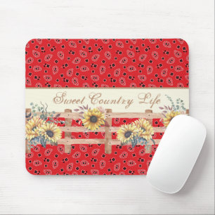 Country Sunflowers on Bandanna Print Custom  Mouse Pad