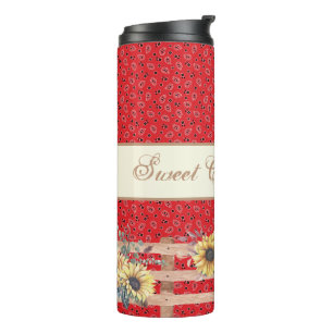 Country Sunflowers on Bandanna Print Custom  Thermal Tumbler