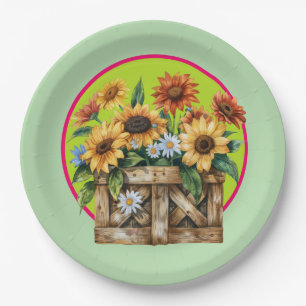 Country Sunflowers  Paper Plate