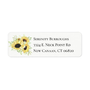 Country Sunflowers Watercolor Yellow Floral  Return Address Label