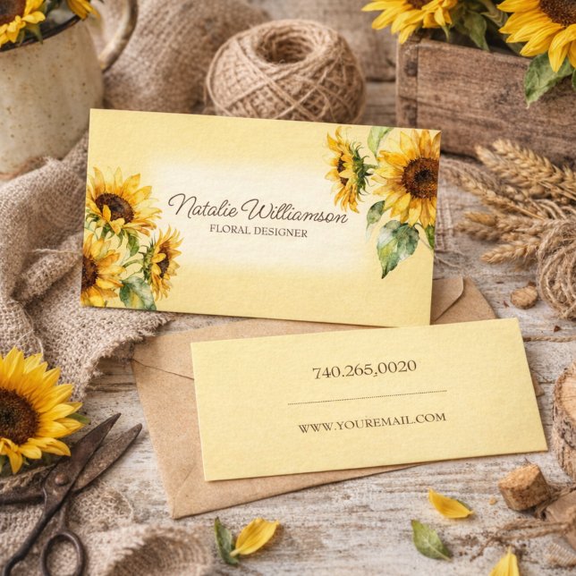 Country Sunflowers with QR Code Business Card (Creator Uploaded)