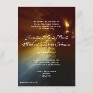 Country Sunrise Tree Silhouette Wedding Invitation