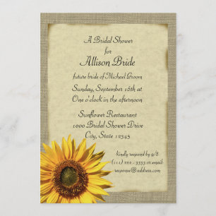 Country Sunshine Sunflower Bridal Shower Invitation