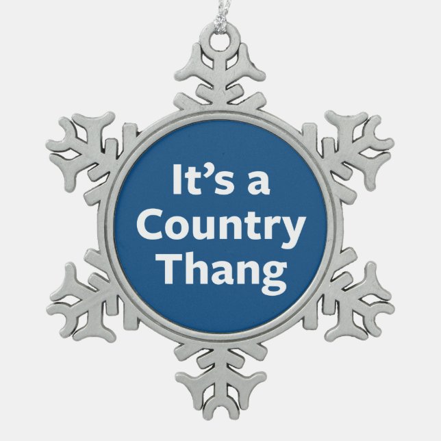 Country Thang Snowflake Pewter Christmas Ornament (Front)