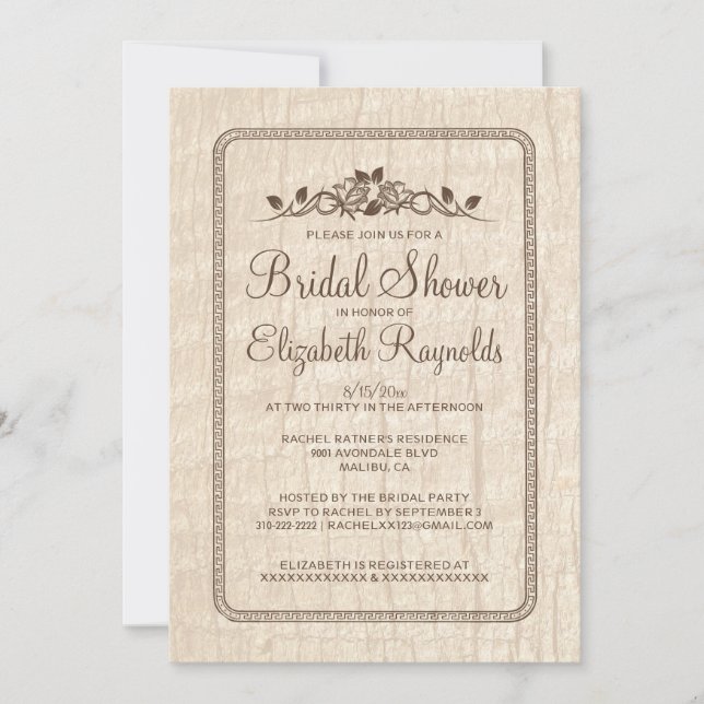 Country Tree Bark Bridal Shower Invitations (Front)