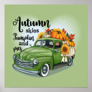 Country truck Fall Seasonal Poster