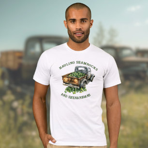 Country Truck Hauling Shamrocks and Shenanigans  T-Shirt