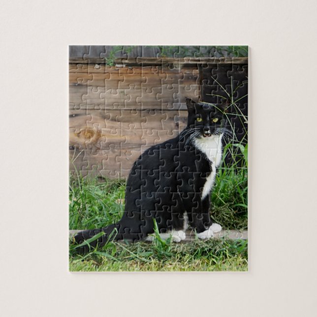 Country Tuxedo Cat Jigsaw Puzzle (Vertical)