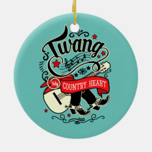 Country Twang Red/Black ID464 Ceramic Tree Decoration