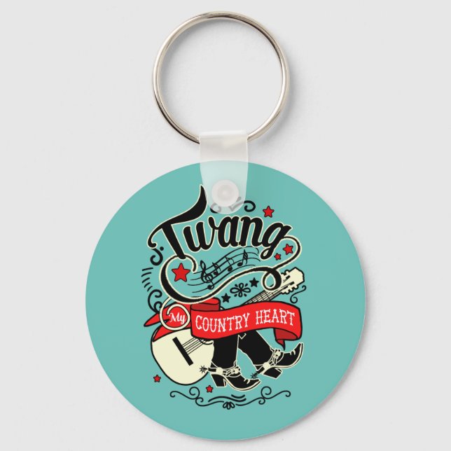 Country Twang Red/Black ID464 Key Ring (Front)