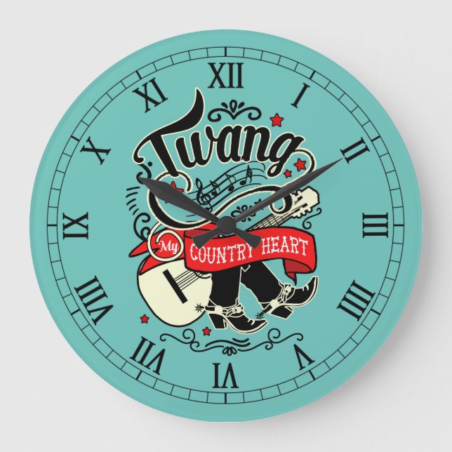 Country Twang Red/Black ID464 Large Clock (Front)