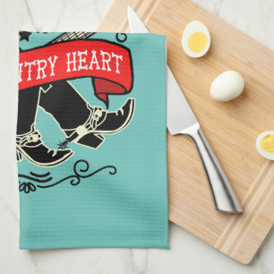 Country Twang Red/Black ID464 Tea Towel