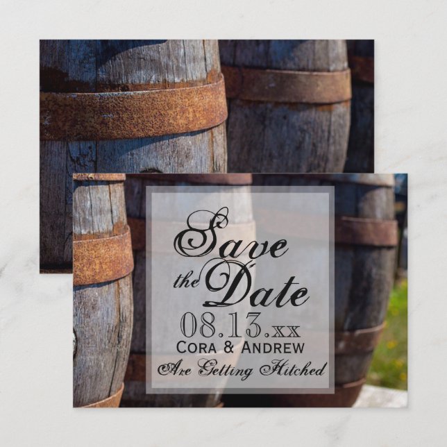 Country Vineyard & Rustic Wine Barrel Wedding Invitation (Front/Back)