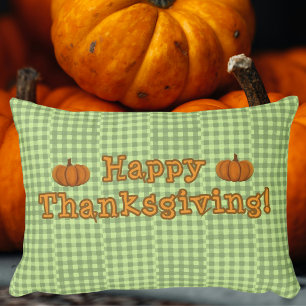 Country Vintage Green Cream Pumpkin Personalised Decorative Cushion